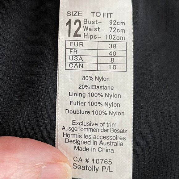 Seafolly Australia Nylon Elastane Lined Bikini Bottoms Black Sz 8 US/10 CDA - Picture 5 of 7